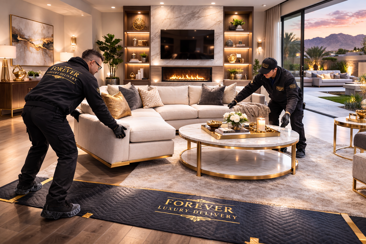 Completed luxury furniture delivery in styled interior